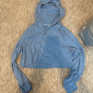 Blue button down cropped shirt